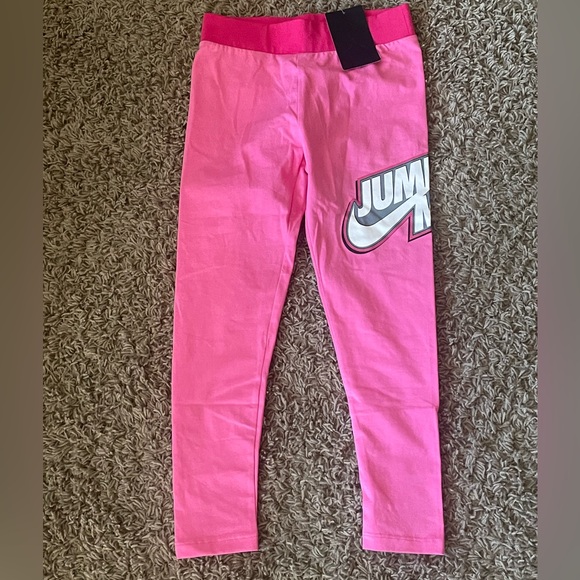 *NEW GIRLS Air Jordan JUMPMAN X NIKE LEGGINGS Pink Swoosh Medium 10-12 pinksicle - Picture 1 of 15